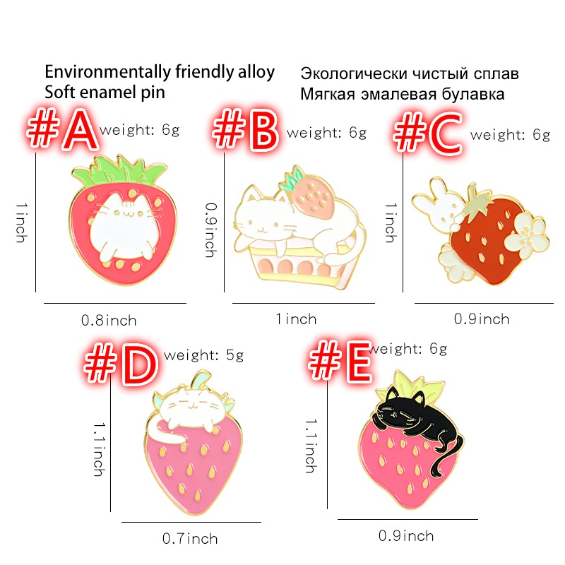 Bros Pin Desain Kartun Buah Strawberry Kucing Kelinci Untuk Hadiah Teman