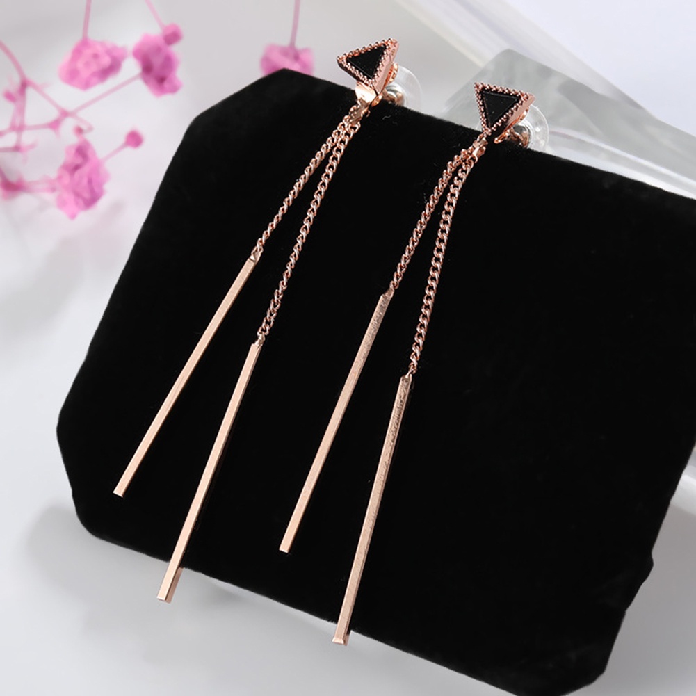 Hu Hu Hu Hu Hu Alat Bantu Pasang Kacamata♡ Anting Tusuk Gantung Wanita Desain Segitigarumbai Panjang Untuk Pestamalamhadiah