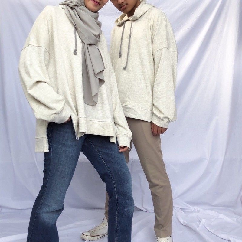 Hoodie Oversize White Misty by Timeless Outfif