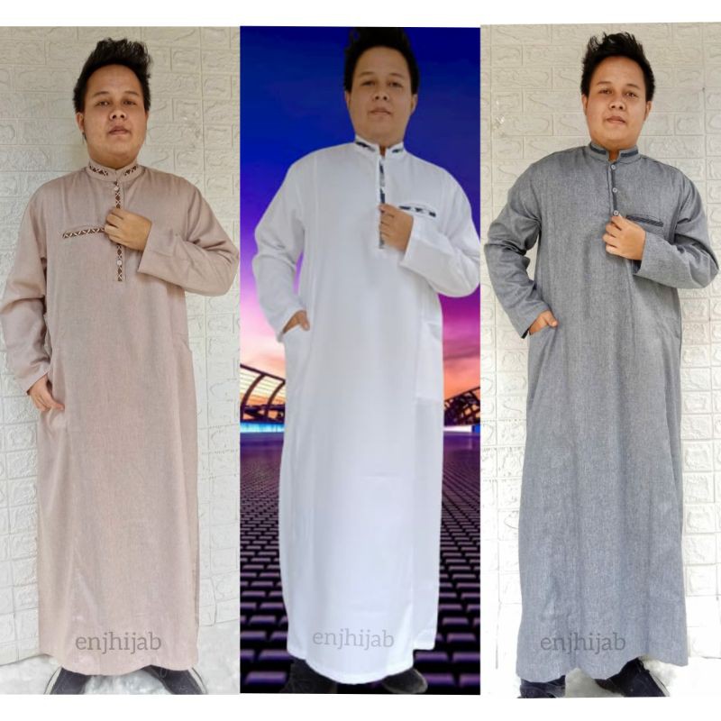 Baju Koko Jubah / Gamis Pria Muslim / Koko Dewasa Lengan Panjang Katun Madinah