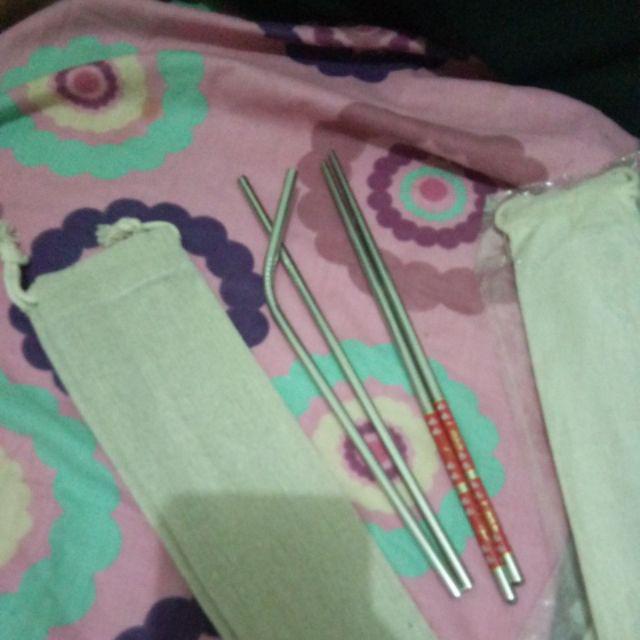 (free Sendok Garpu)noona Sedotan Sumpit Stainless Set