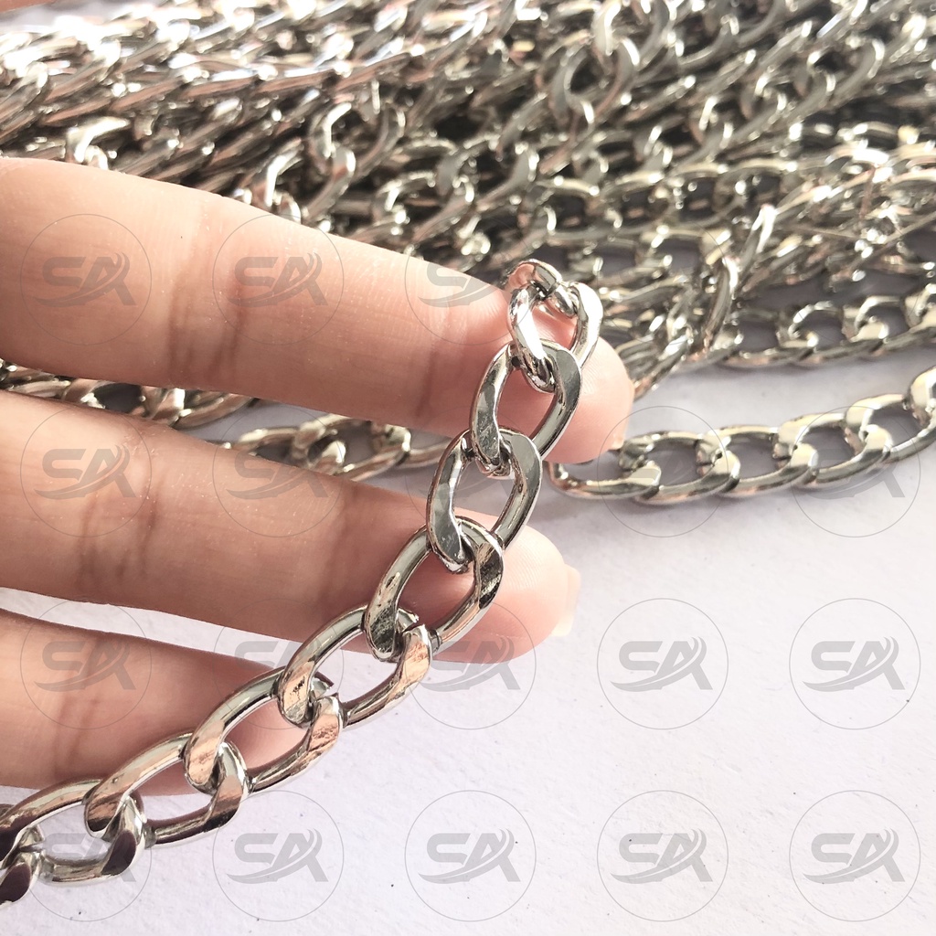 RANTAI TEBAL 9,5mm (METER) CHAIN STRAP RANTE TAS BESI GEPENG PIPIH IMPORT TALI MASKER