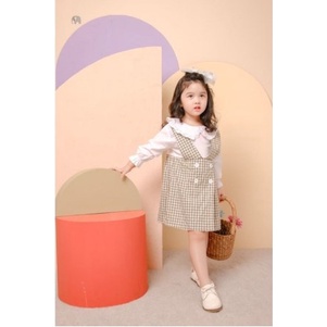 Baju Yuki Dress Anak Bayi Perempuan 1 - 6 tahun Dress Lengan Panjang Motif Kotak Bahan Katun Bisa CO