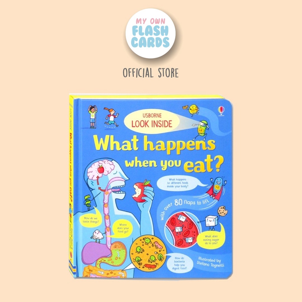 Usborne Look Inside What Happens When You Eat Imported Book Buku Edukasi Impor Anak Hard Cover Pages Kado children education Food Body