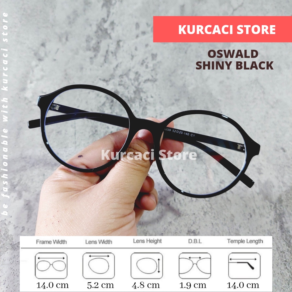 Frame Kacamata Minus Photocromic Oswald Bulat Besar Round High Quality Plastic Material Antiradiasi