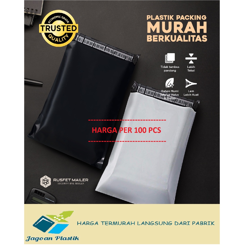 PLASTIK POLYMAILER TERMURAH HITAM / PUTIH; 1 PACK : 100pcs