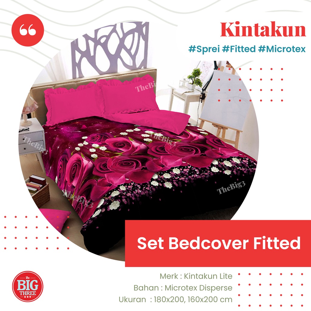 Kintakun Lite Bedcover + Sprei 180x200 / 160x200 motif Amarilis Aruna Belina Devina Traccia Sunsprite Renata Leila Irmadel Riana Twisty Hibiscus Moss Phlox Gardena -  King Queen 180 160 BC Flat Set Fitted TBT