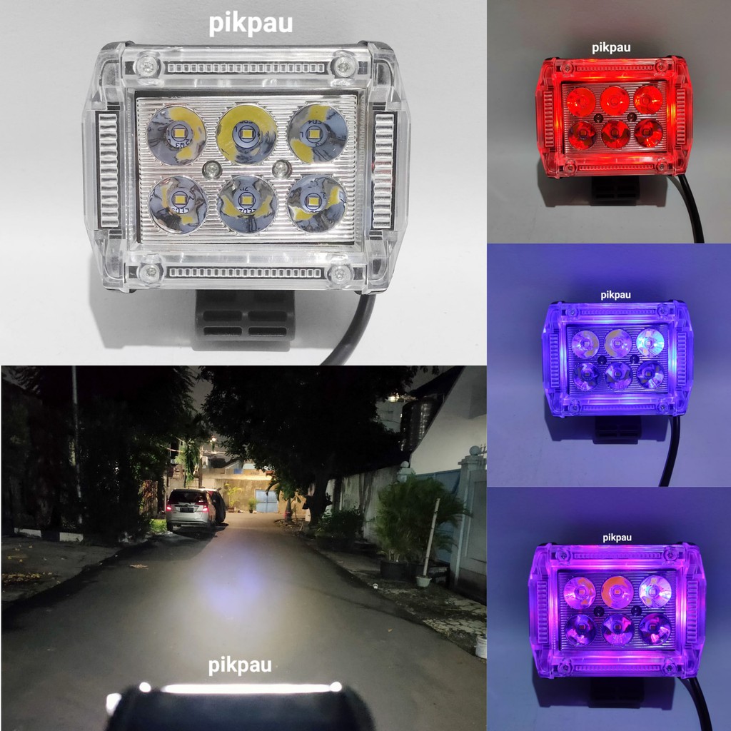 Lampu Tembak Sorot 6 Mata LED 4 Mode Mata Senja