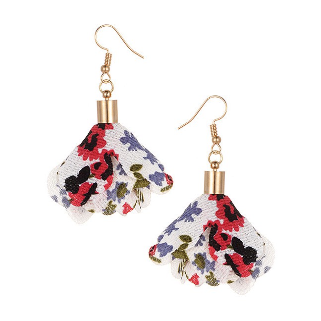 LRC Anting Gantung Fashion Flowers Pendant Decorated Earrings