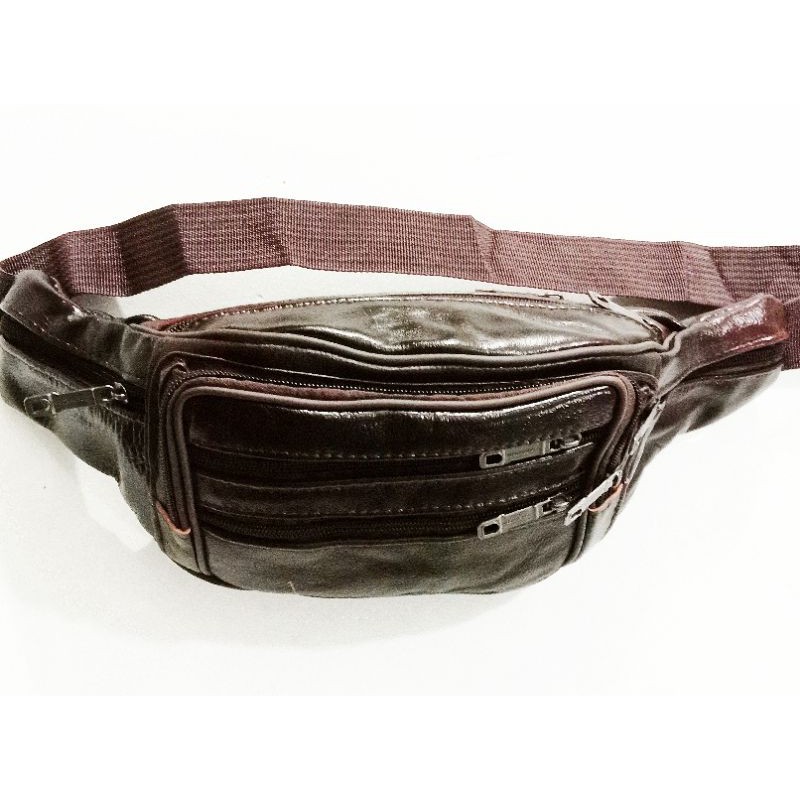 Tas Selempang Bahan Kulit asli / Waistbag Pria Bahan Kulit Asli Termurah / Garansi 100% Kulit asli
