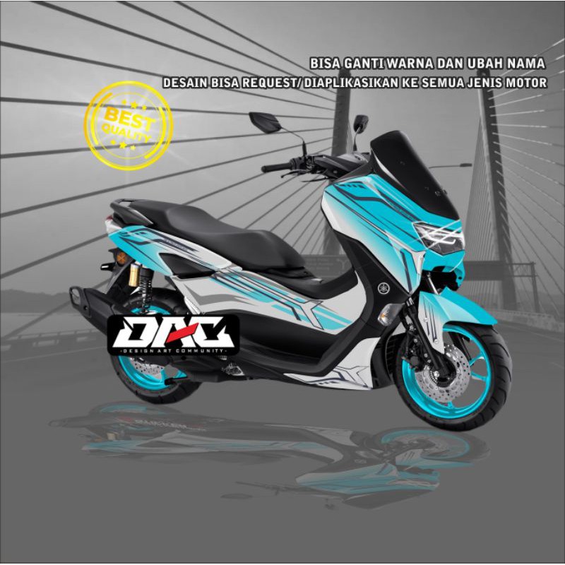 Sticker Decal full body grafis simple  nmax biru putih