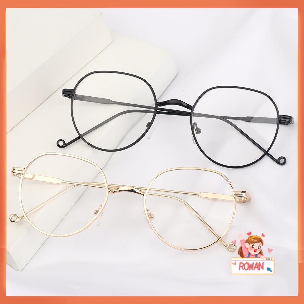 ROW Unisex Optical Spectacle Ultralight Eyeglasses Flat Mirror Eyewear Round Frame High-definition Fashion Metal Myopia Glasses/Multicolor