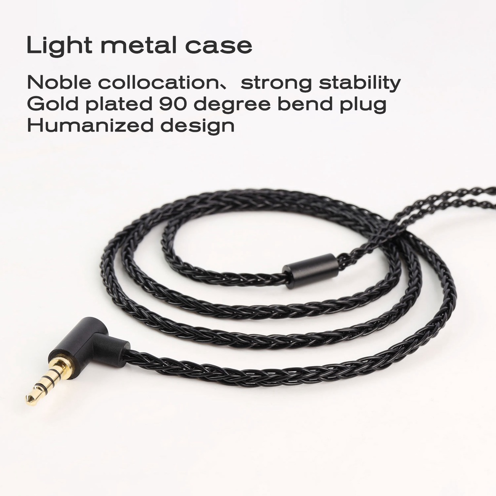 JCALLY JC08S Oxygen-free copper upgrade 5N OFC wire 8 Shares 2Pin 0.78mm MMCX Earphone 3.5mm Upgrade Black Cable with Mic Microphone