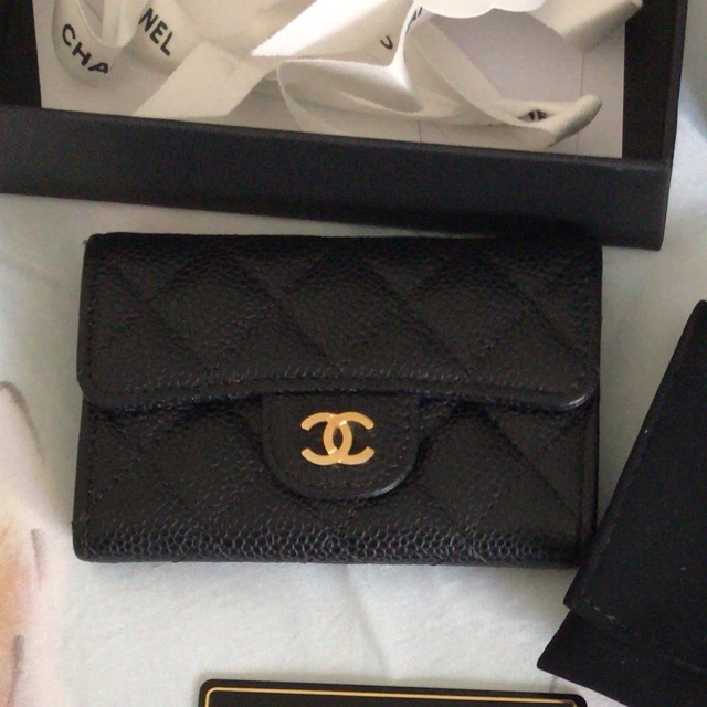 Preloved Chanel Wallet black caviar GHW
