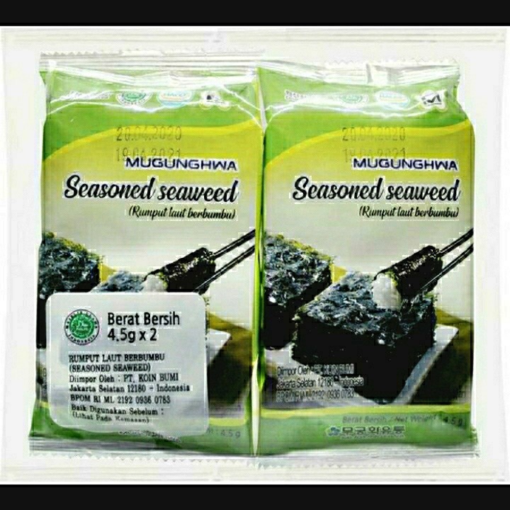 

Mugunghwa rumput laut berbumbu, seasoned seaweed 4,5gr × 2pcs