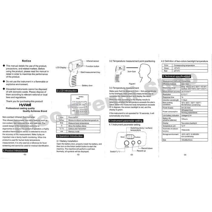 Thermometer Gun Infrared Termurah, Termometer Suhu Badan