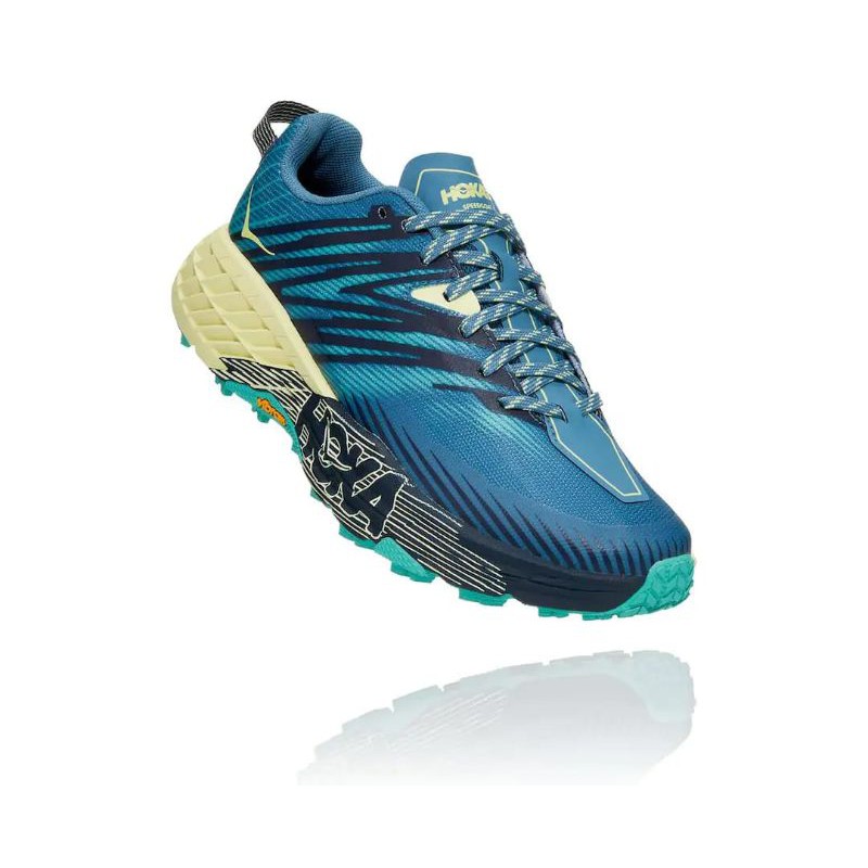 Hoka One One Speedgoat 4 Wide (D) Women's Trail Running Shoes - Provincial Blue / Luminary Green