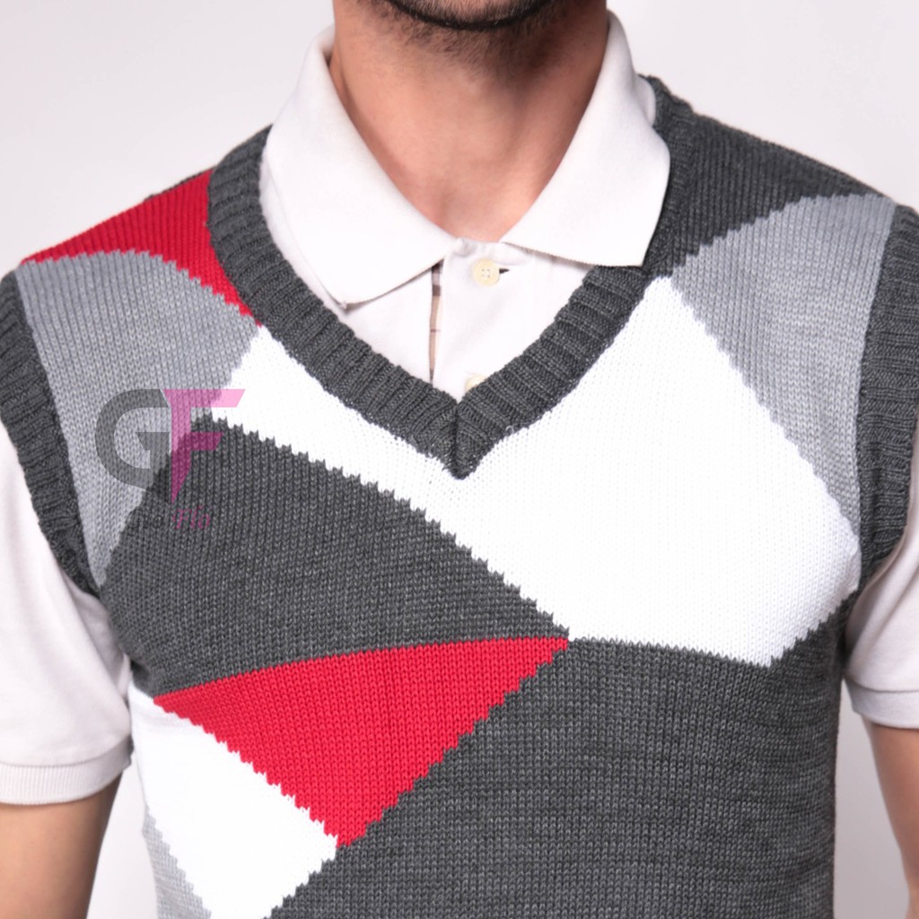 GIOFLO Vest Pria Casual Rajut Kekinian Kombinasi / ROM 361