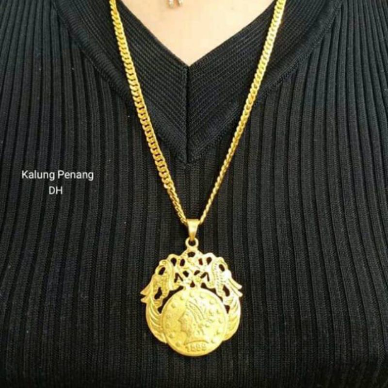 Kalung koin rupiah Replika mas 24k(london),warna sprti emas 24k ya,,bisa dipake sehari2/acara tertentu