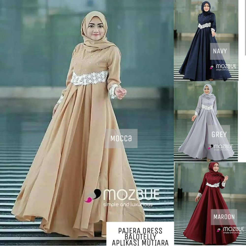 Pajera Dress muslim/Fashion Muslim/Busui/Motif Renda+mutiara /Bisa Cod-1