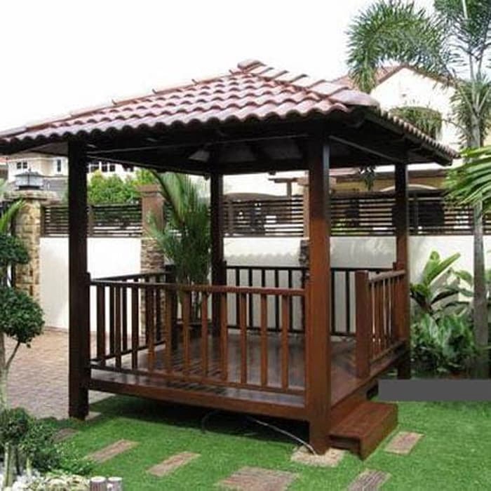 Jual Gazebo Taman Kolam Saung Modern Minimalis Kayu 2x2m Asli Jepara Shopee Indonesia