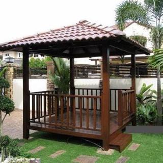gazebo taman kolam saung modern minimalis kayu 2x2m asli