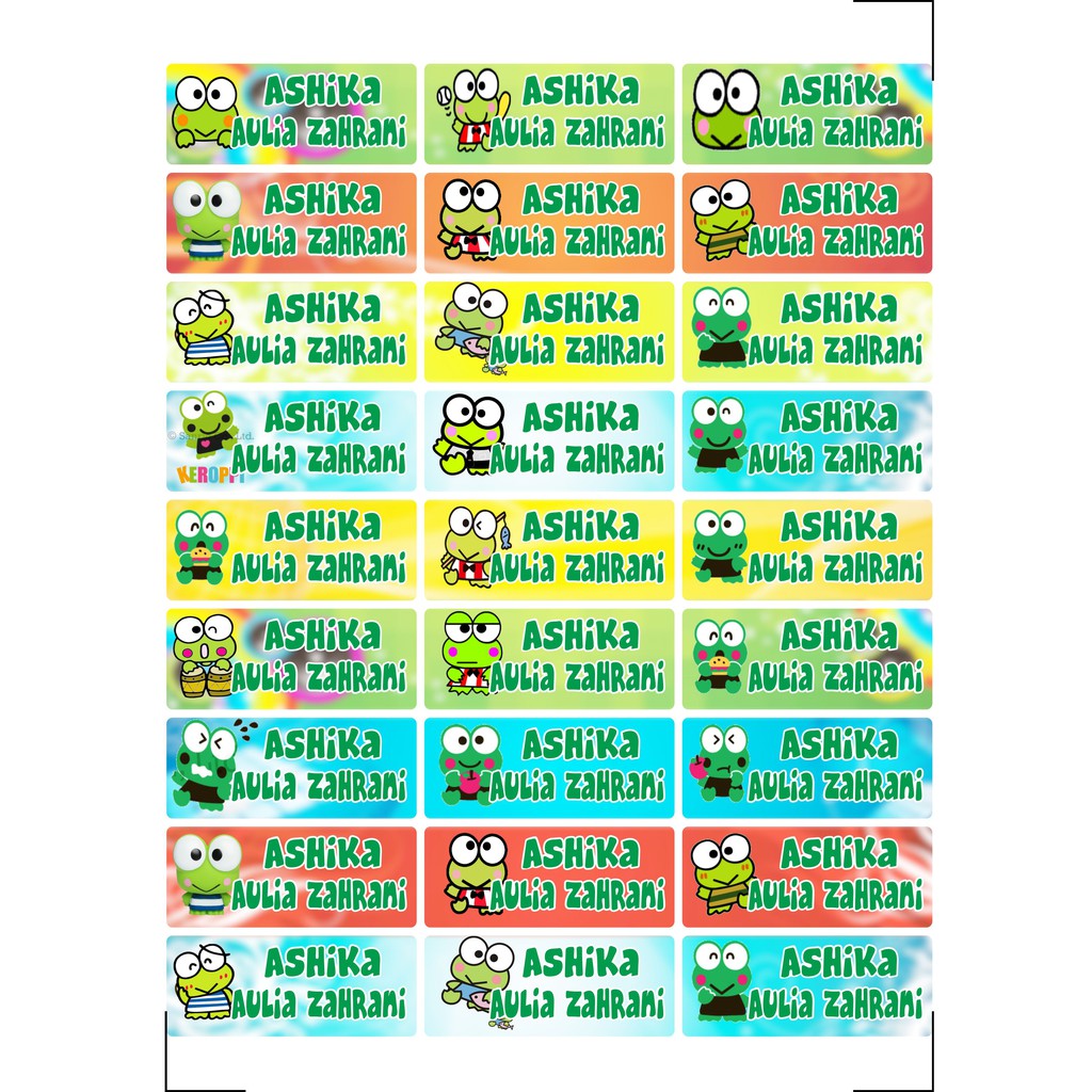 

Stiker label nama karakter KEROPI