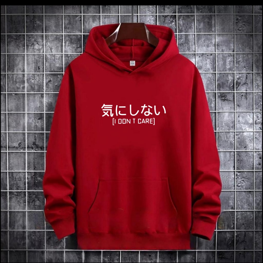 PAKAIAN PRIA / SWEATER HOODIE TULISAN JEPANG I DONT CARE / HOODIE MURAH / HOODIE PRIA DAN WANITA / UNISEX