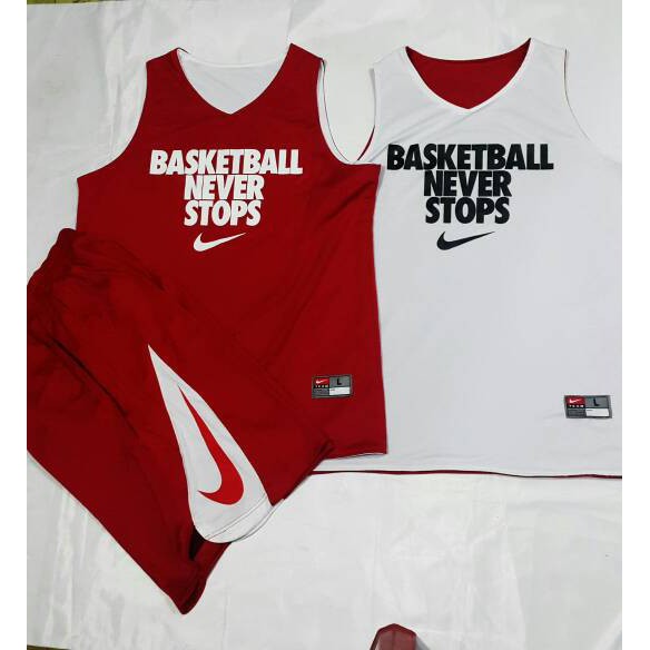 Baju Basket Terbaru  STELAN BASKET NIKE GO BOLAK BALIK /REVERSIBLE BBNS Merah Putih