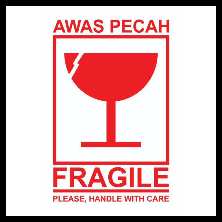 

Sticker Fragile Awas Pecah Handle With Care 5X7 Cm Stiker Pengiriman - Putih