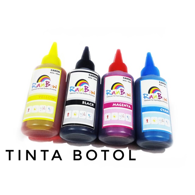 TINTA REFILL PRINTER CANON EPSON 100ML BOTOL RUNCING HARGA PER WARNA RAINBOW