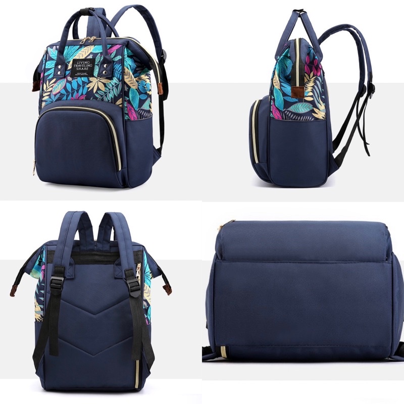 TAS BAYI 6007 - Tas Bayi LTS DAUN Tas Bayi Multifungsi Perlengkapan Popok Diaper Bag Ransel Backpack - H1