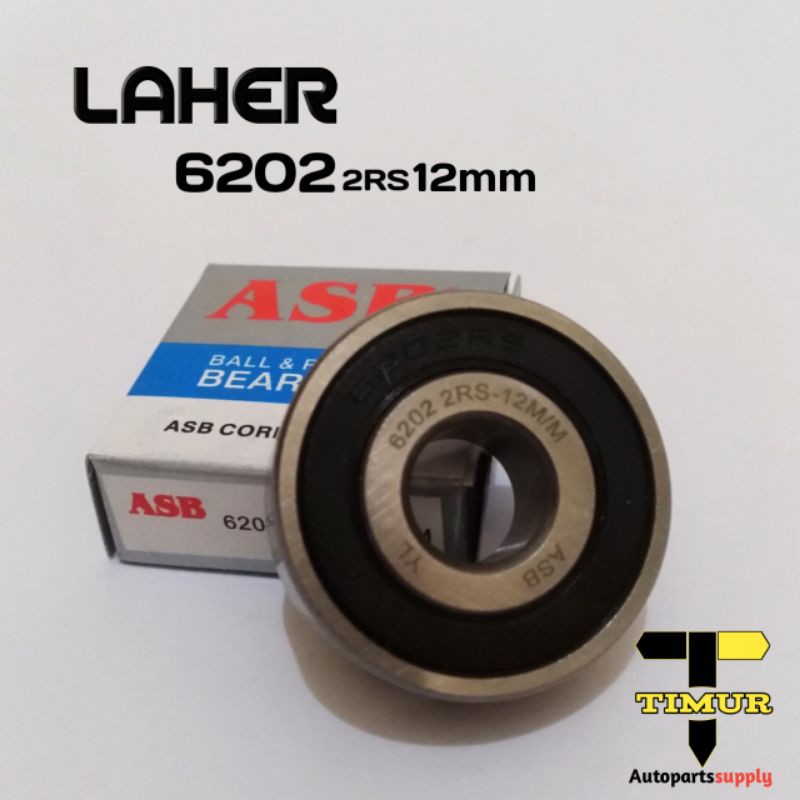 Laher, bearing, laker 6202 2rs 12mm merk ASB