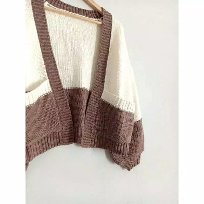 Cardigan Rajut Javie Pocky Kardigan Dante Outer Cardy Wanita Clarisa Mix-Putih / milo