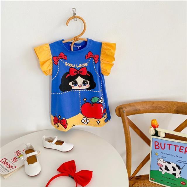[PRINCESS KESLI] 1-9 Tahun Dress Scuba Anak Perempuan Putri Kartun Elsa Karakter Baju Putih Dan Biru