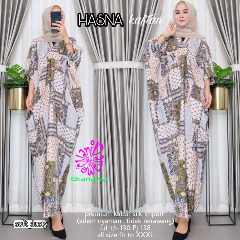 Hasna Kaftan Katun Silk Motif Abstrak