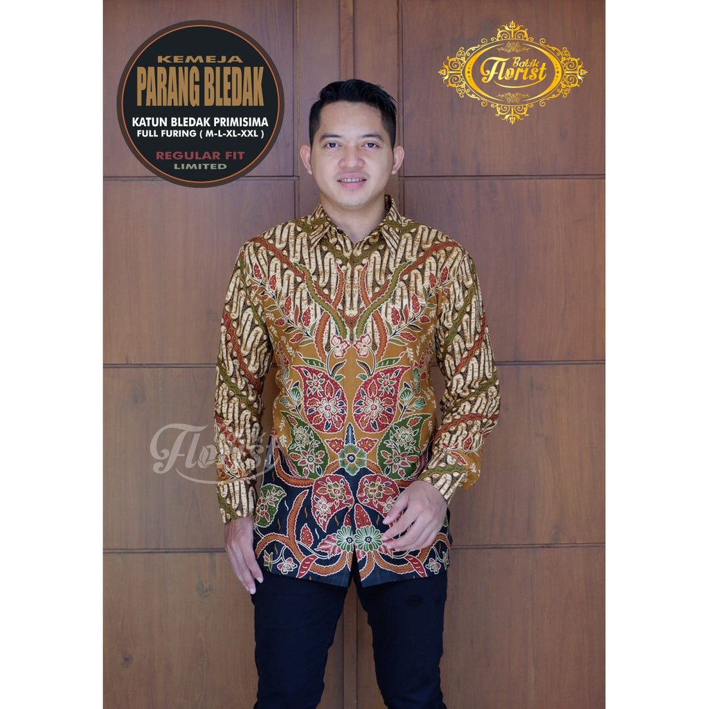 Batik Solo PARANG BLEDAK Kemeja Pria Katun Bledak Sragenan Full Furing