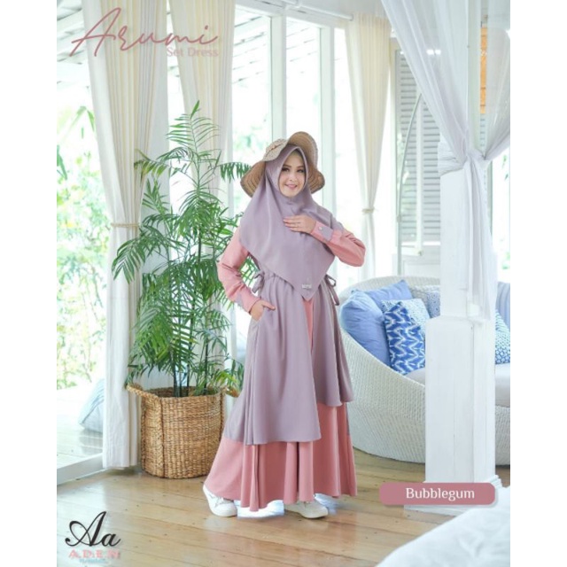 ORI GAMIS SET HIJAB ARUMI BY ADEN / GAMIS TERBARU free masker