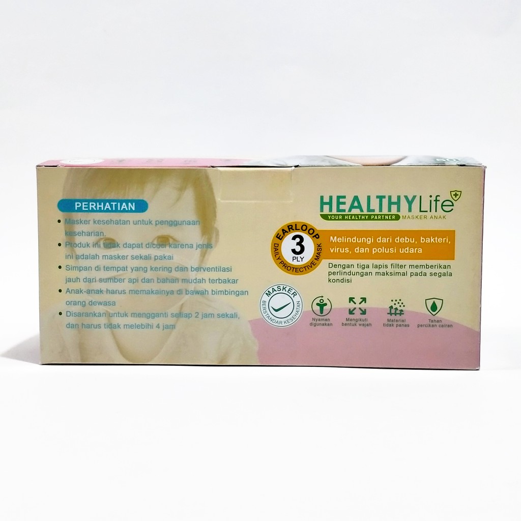 1 Karton isi 40 BOX Masker 3ply Masker Anak medis non surgical Healthylife Mask 3ply 50's