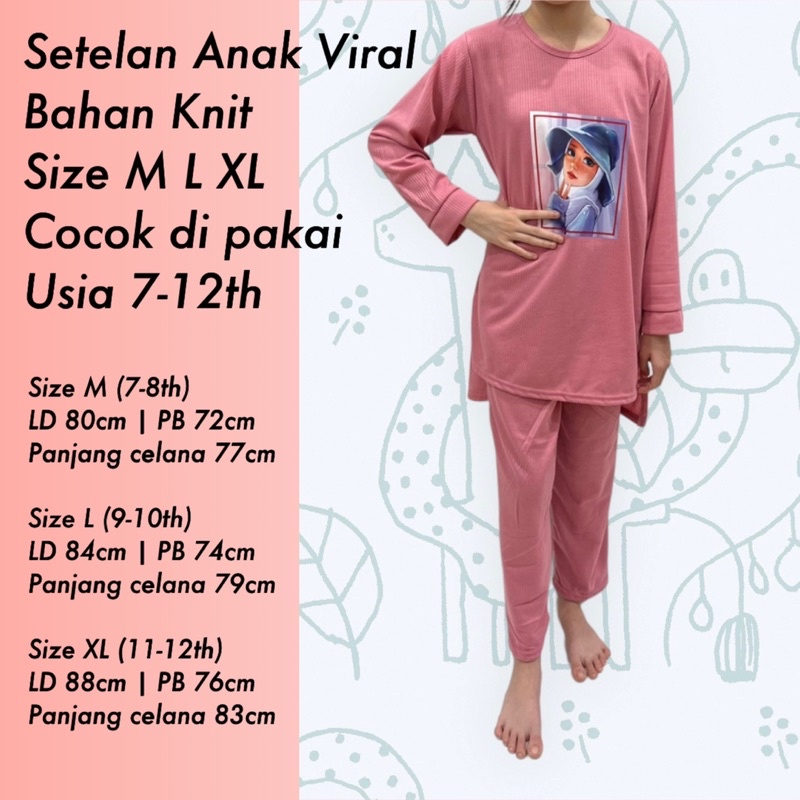 SETELAN ANAK VIRAL|ANAK TANGGUNG ABG size M L XL (7th-12th) BAHAN KNIT REAL PICT