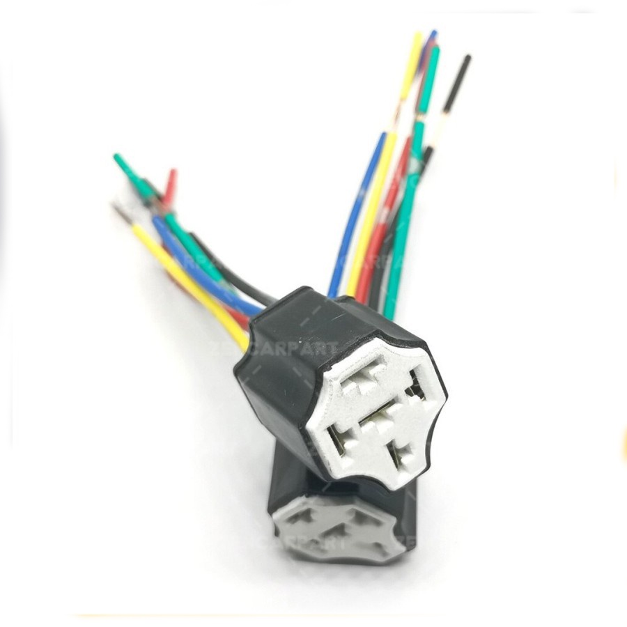 [1 PCS] Socket Soket Relay Kaki 5 Pin 5Pin Kabel Tembaga Serabut Besar Ceramic Keramik Klakson Lampu Kaki 4 Kaki 5 Pin