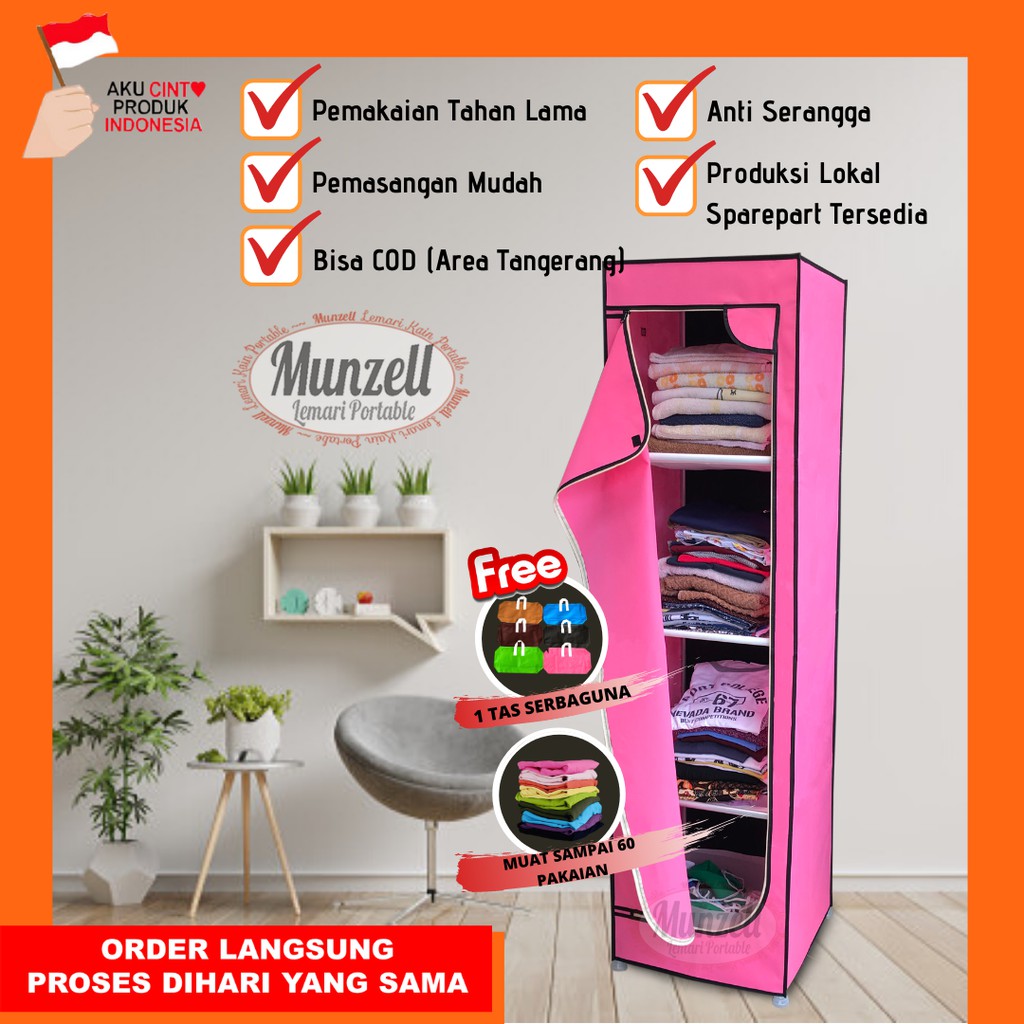 LEMARI PAKAIAN MUNZELL Type LPF 04 Pink Lemari Pakaian LEMARI PAKAIAN MUNZELL Type LPF 04 Pink Lemari Pakaian