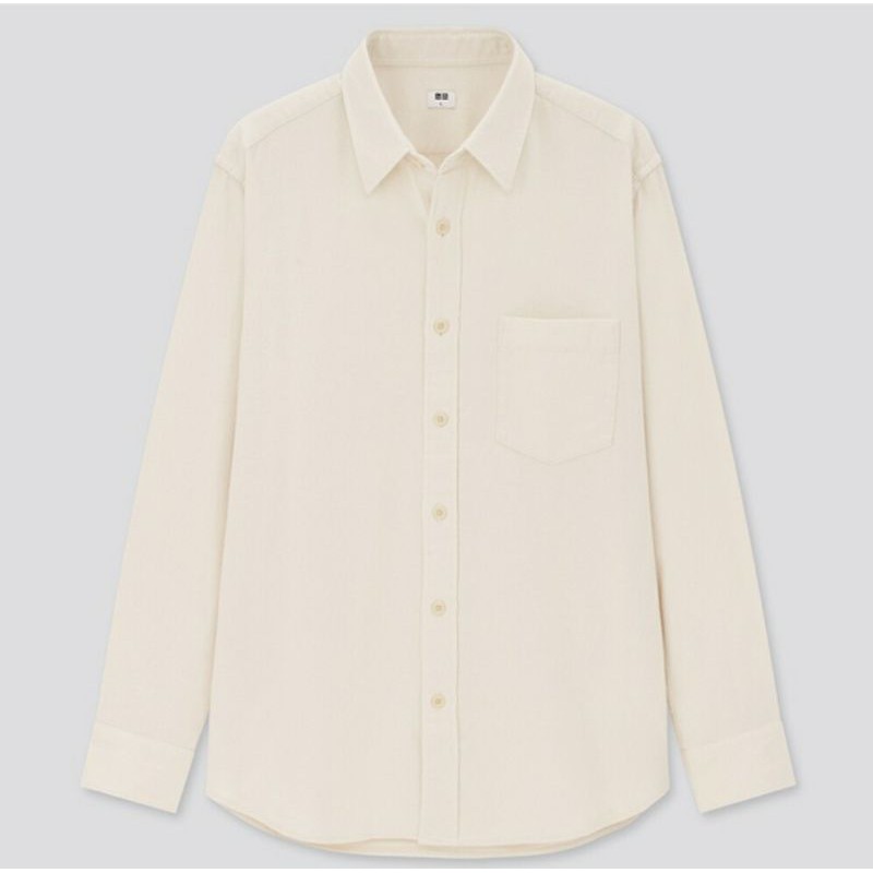 KEMEJA FLANEL PRIA UNIQLO PUTIH preloved