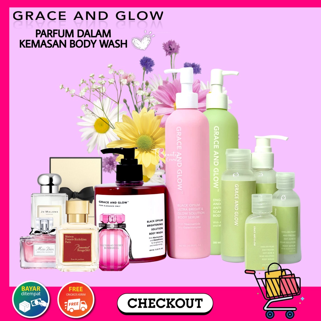 BPOM Grace and Glow Body Wash Parfume/Body Serum/Shampoo/Travel Size Grace and glow Series