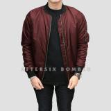 Jaket bomber pria polo maroon