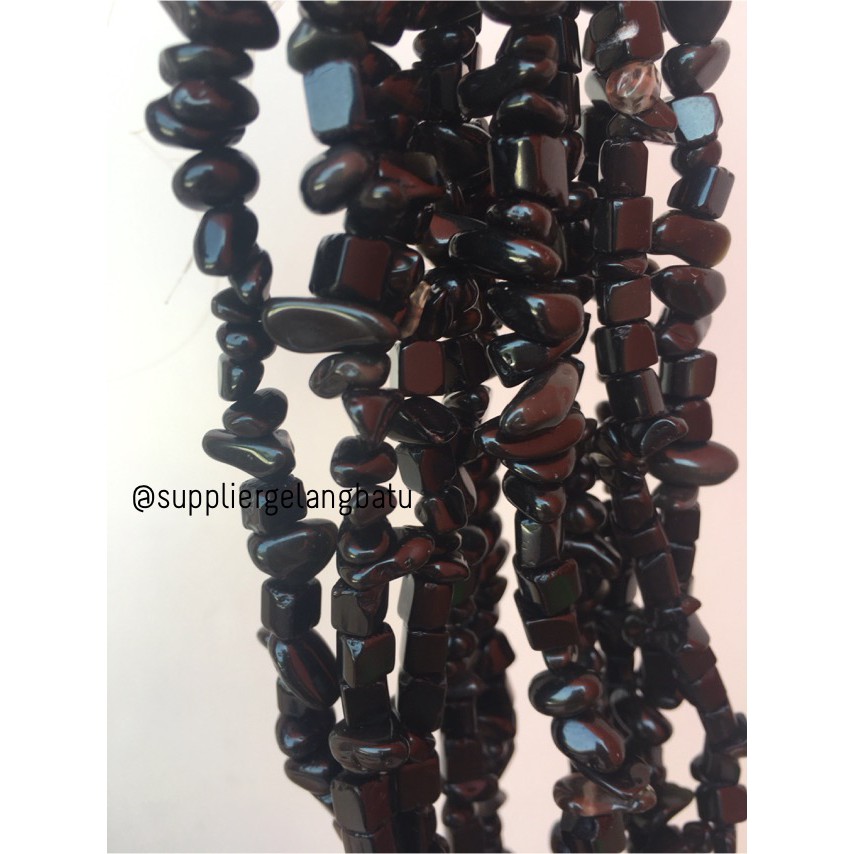 kerikil Batu alam onyx agate hitam Beads 1cm kilap aksesoris craft grosir supplier bahan fashion