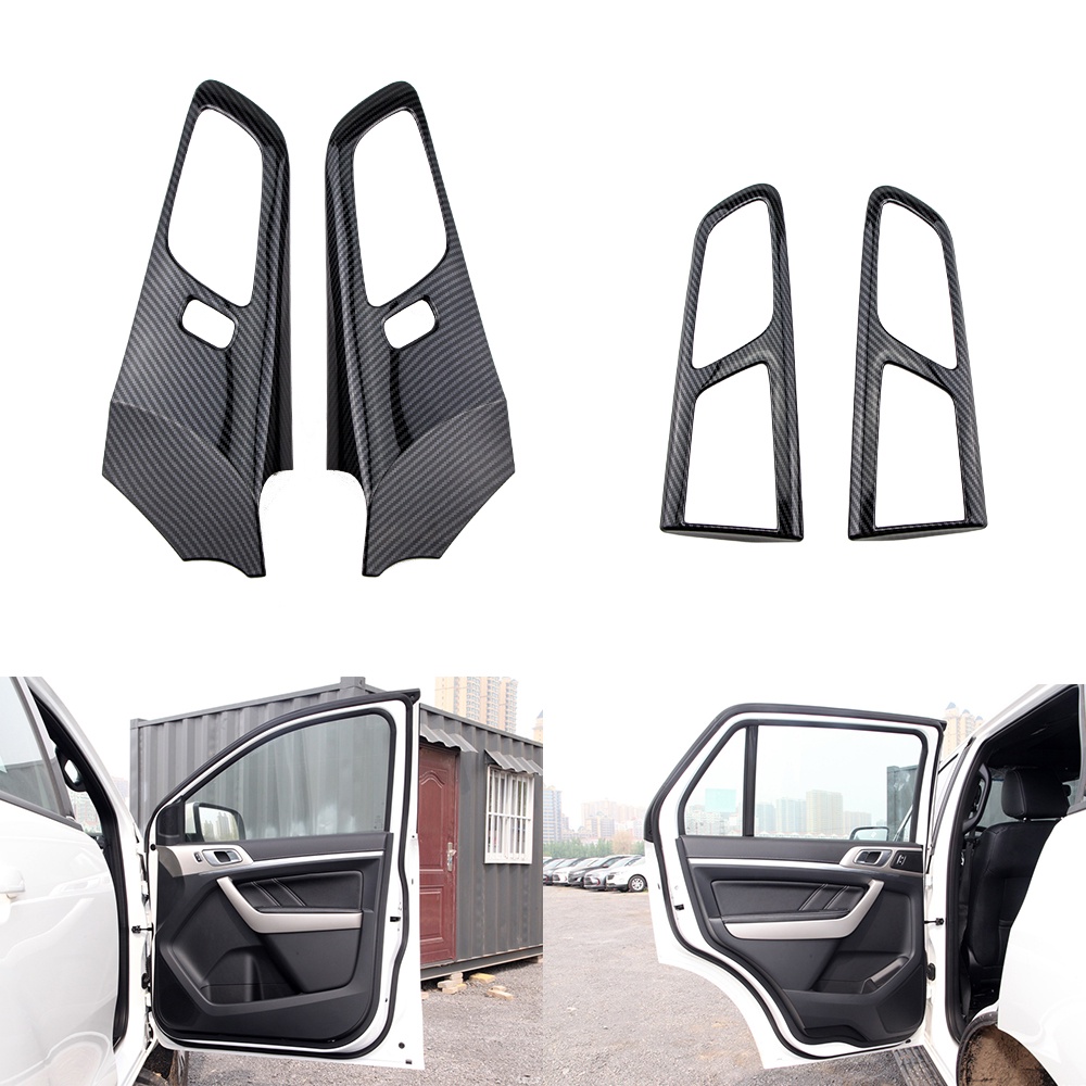 Lis Penutup Frame Handle Pintu Interior Mobil Serat Karbon Untuk Aksesoris Ford Ranger Everest 2015-2021