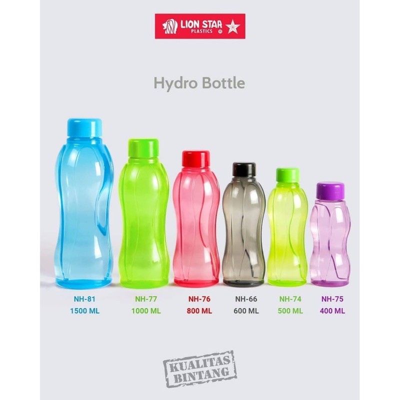 Bottle 500 ML / 0.5 Liter &amp; 1000 ML / 1 Liter &amp; 1500 ML / 1.5 Liter Lion Star Hydro tempat Botol Minum anak kantor sekolah aman BPA warna ungu hijau hitam merah biru