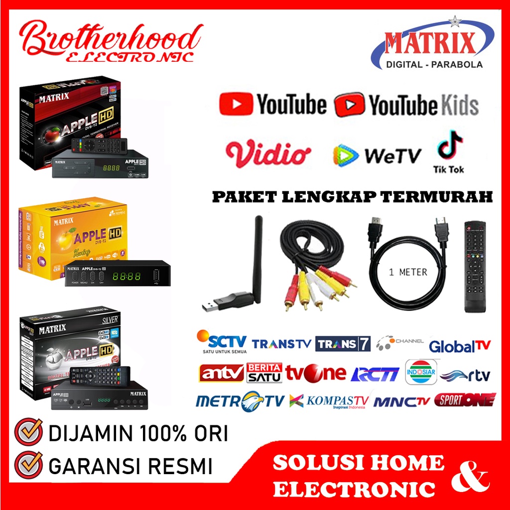 (BISA COD) DVB T2 Set Top Box Matrix Apple / MATRIX APPLE SILVER SET TOP BOX DVB T2 / PENERIMA SIARA