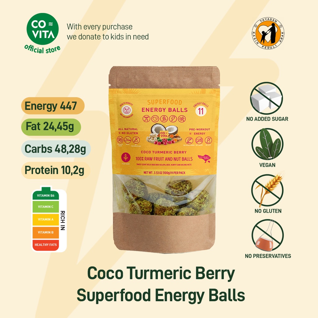 

Covita Superfood Energy Balls - Coconut Turmeric Berry